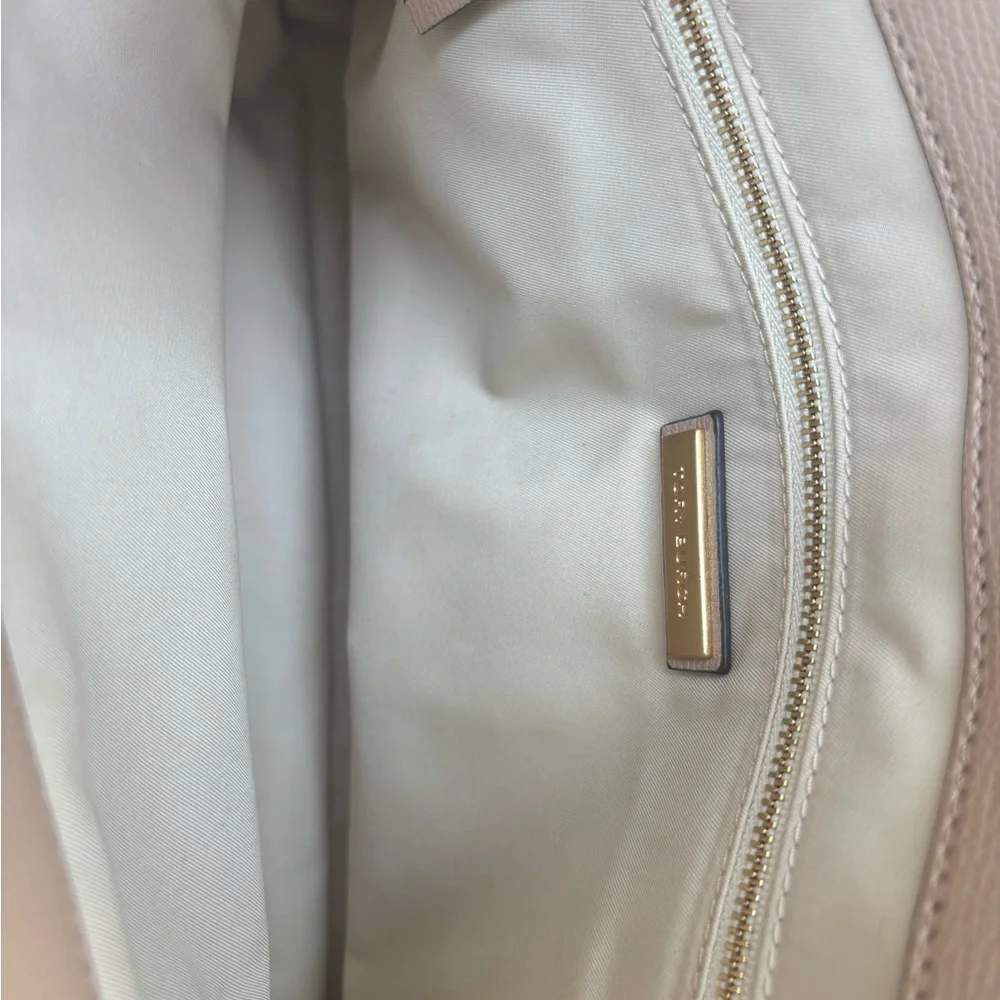 Tory Burch Blush Pebbled Leather Tote with Gold Logo